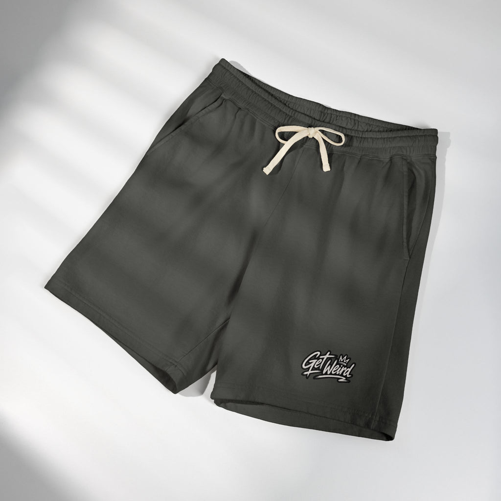 Get Weird Graphic Sweat Shorts — Lightweight Garment-Dyed Fleece