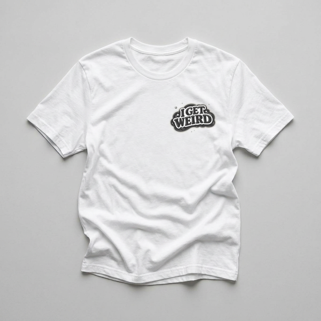 I Get Weird Chest Logo T‑Shirt — Funny Retro Graphic Tee