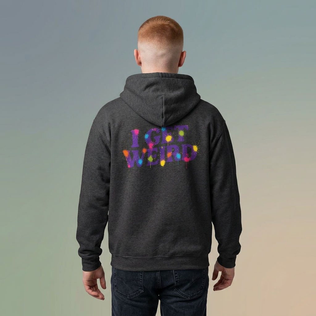 Hoodie — 'I Get Weird' Colorful Graphic Hoodie