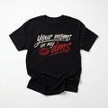 Graphic Tee — “Your Mom’s In My DMs” Funny Lip Print T‑Shirt