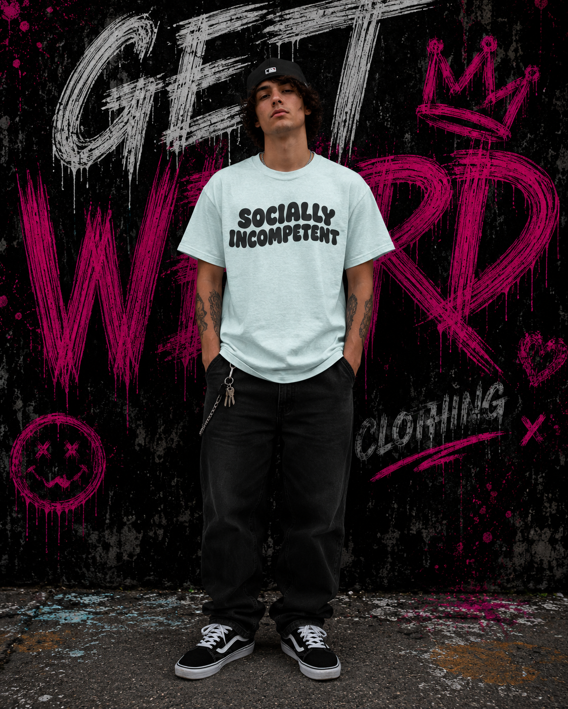 Socially Incompetent Retro Bubble Text Tee