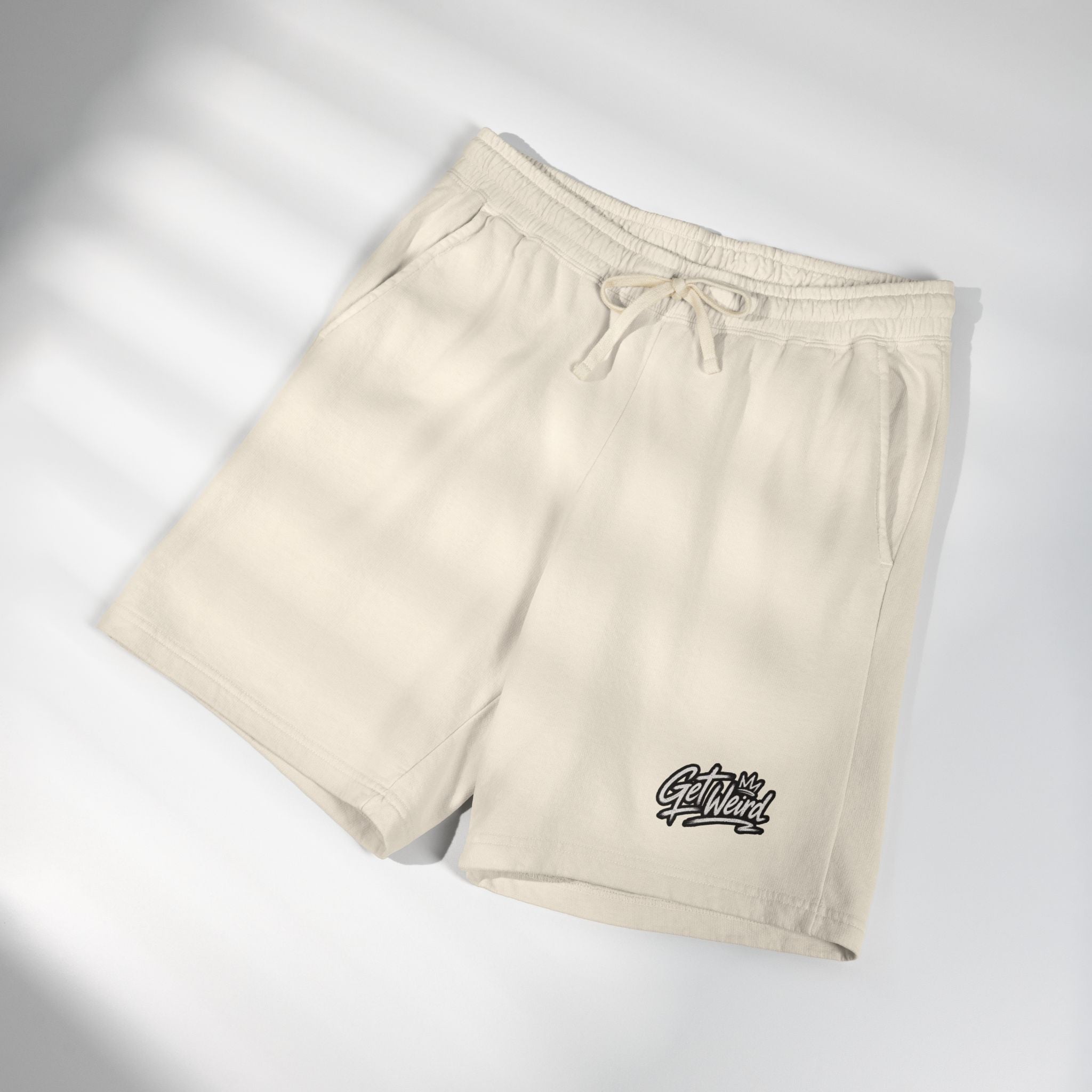 Get Weird Graphic Sweat Shorts — Lightweight Garment-Dyed Fleece